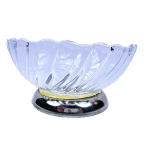 Vintage KIG Indonesia Glass Silver Base Candy Nut Bowl 4.5" Swirled Small